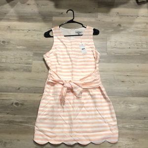 Peach and White Striped Dress